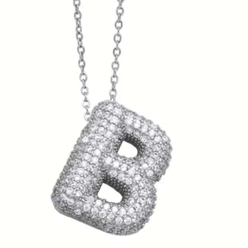 Elegant Silver Initial 'B' Pendant Necklace